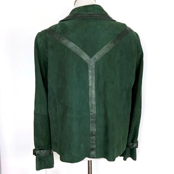 New Worth Genuine Suede Leather Dark Green Jacket Size 14 - Picture 11 of 16